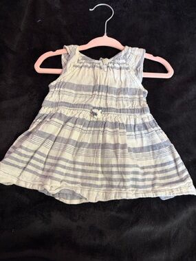 Carter's Striped Sleeveless Dress in Light Blue and Cream